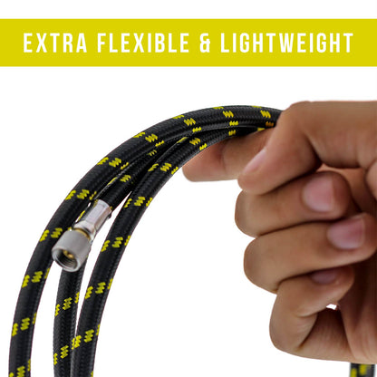 Premium 10 Foot Nylon Braided Airbrush Hose with Inline Moisture Trap Filter - 1/8" BSP Air Brush Adapter Fitting Connectors on Both Ends