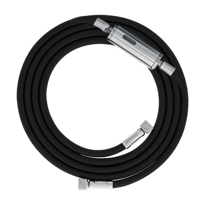 Premium 10 Foot Nylon Braided Airbrush Hose with Inline Moisture Trap Filter - 1/8" BSP Air Brush Adapter Fitting Connectors on Both Ends