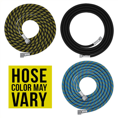 Premium 10 Foot Nylon Braided Airbrush Hose - 1/8" BSP Air Brush Adapter Fitting Connectors on Both Ends (Hose color may vary)