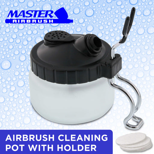 Airbrush 3 in 1 Cleaning Pot with Holder with 4 Replacement Filters and a Paint Syringe