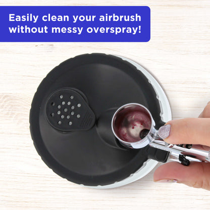 Deluxe 3-in-1 Airbrush Cleaning Pot with Holder; Cleans and Holds Air Brush, Color Palette Lid, Filters