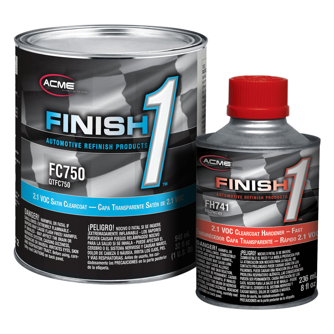 Finish 1 - 2.1 VOC Satin Clearcoat with 2.1 VOC Clearcoat Hardener - Fast - Quart Kit