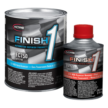 Finish 1 - 2.1 VOC Satin Clearcoat with 2.1 VOC Clearcoat Hardener - Fast - Quart Kit