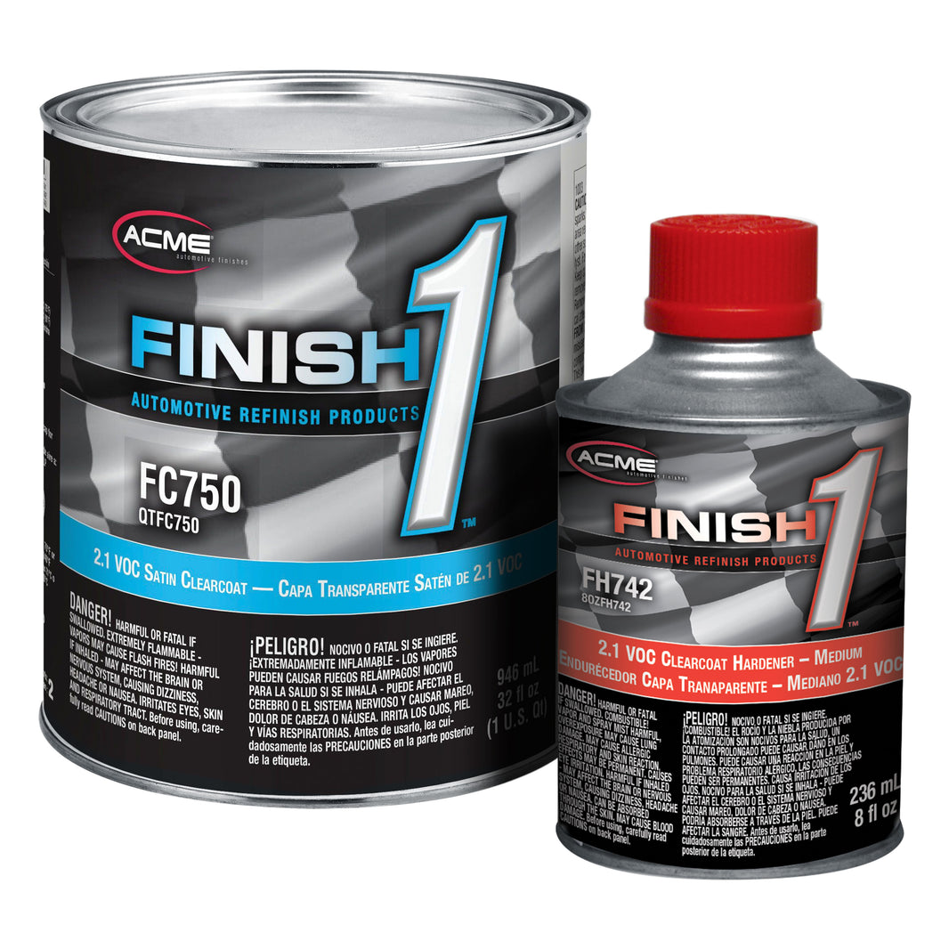 Finish 1 - 2.1 VOC Satin Clearcoat with 2.1 VOC Clearcoat Hardener - Medium - Quart Kit