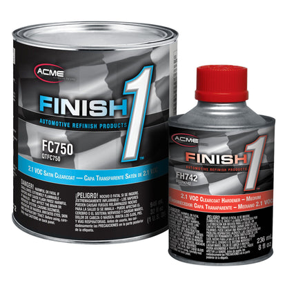 Finish 1 - 2.1 VOC Satin Clearcoat with 2.1 VOC Clearcoat Hardener - Medium - Quart Kit