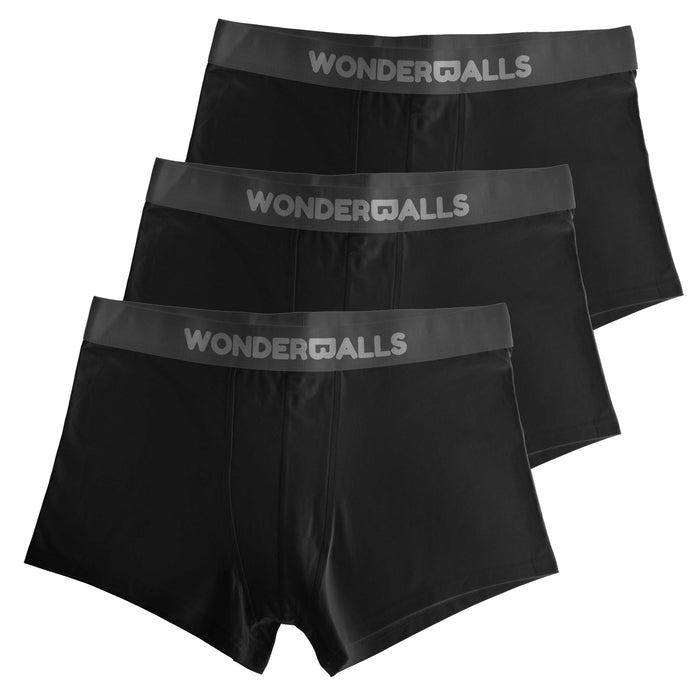 Action Fitness Wonderballs Pima Cotton Boxer Briefs - Black - Pack of 3
