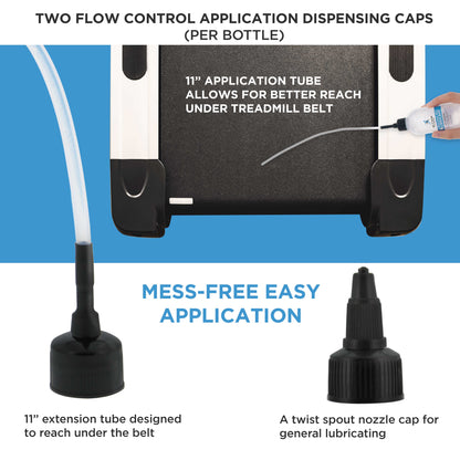 100% Silicone Treadmill Lubricant for Belt Maintenance (2 Pack) - 4oz Bottles, Dual Applicators for Easy Lube Application - Extends Life, Smooths Operation