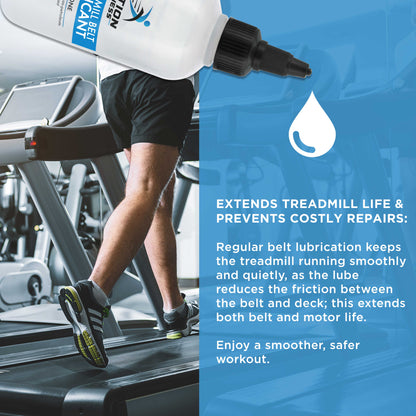 100% Silicone Treadmill Lubricant for Belt Maintenance (2 Pack) - 4oz Bottles, Dual Applicators for Easy Lube Application - Extends Life, Smooths Operation