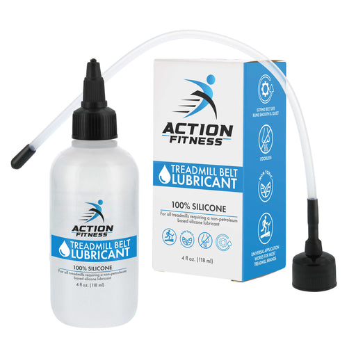 Action Fitness 100% Silicone Treadmill Belt Lubricant, 4-Ounce Bottle, Lube Application Tube & Twist Spout Cap, Full Belt Width Lubrication, Odorless