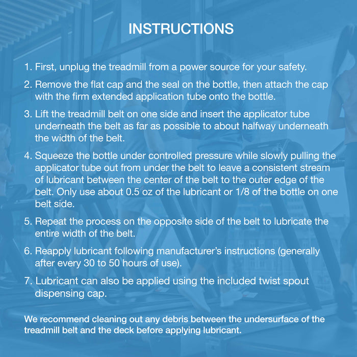 Action Fitness 100% Silicone Treadmill Belt Lubricant, 4-Ounce Bottle, Lube Application Tube & Twist Spout Cap, Full Belt Width Lubrication, Odorless