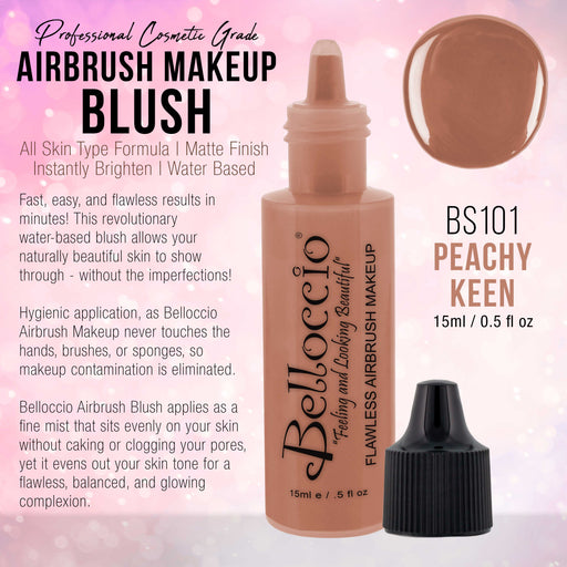 PEACHY KEEN Color Shade Belloccio Professional Airbrush Makeup Blush, 1/2 oz.