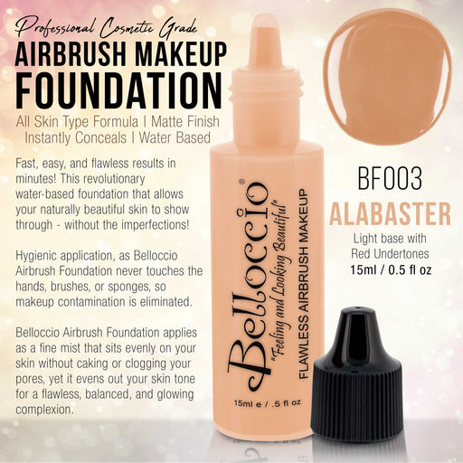 ALABASTER Color Shade Belloccio Professional Airbrush Makeup Foundation, 1/2 oz.