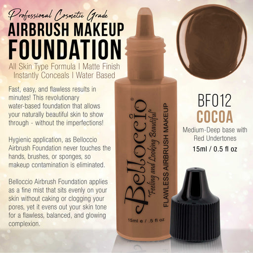 COCOA Color Shade Belloccio Professional Airbrush Makeup Foundation, 1/2 oz.