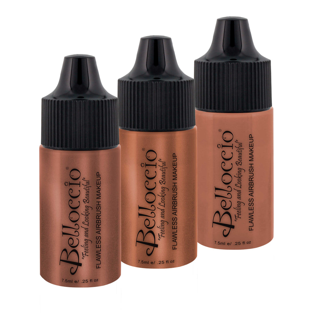 Blush, Shimmer and Bronzer Shade Set (Trio Set) of Belloccio's Professional Airbrush Makeup in 1/4 oz. Bottles