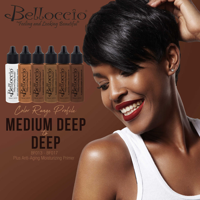 DARK Color Shade Foundation Set of Belloccio's Professional Cosmetic Airbrush Makeup in 1/2 oz Bottles