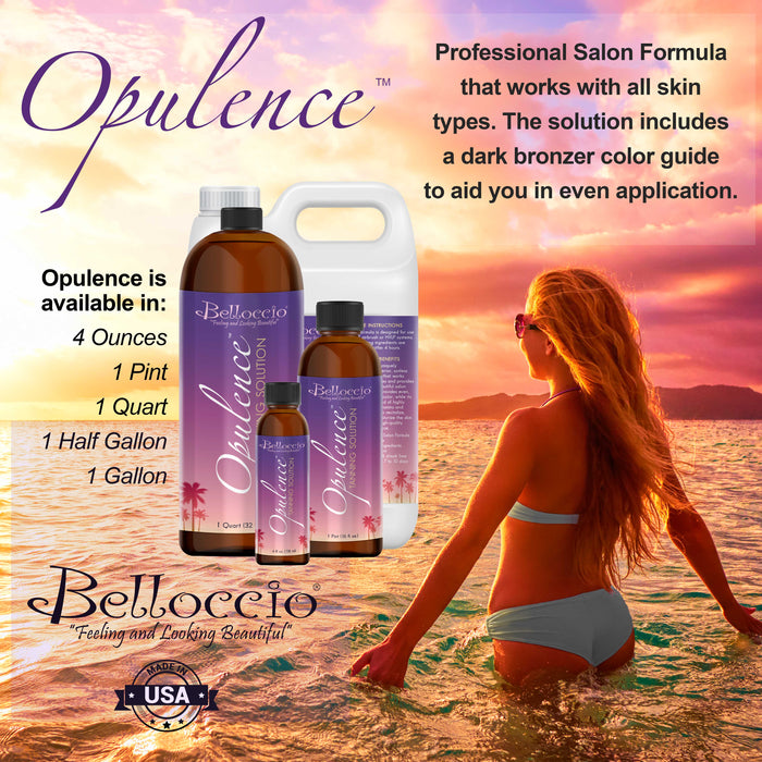 Belloccio Premium T75 Sunless Turbine Spray Tanning System; Spray Tanning Curtain, 4 oz. Opulence Tanning Solution & Free Video