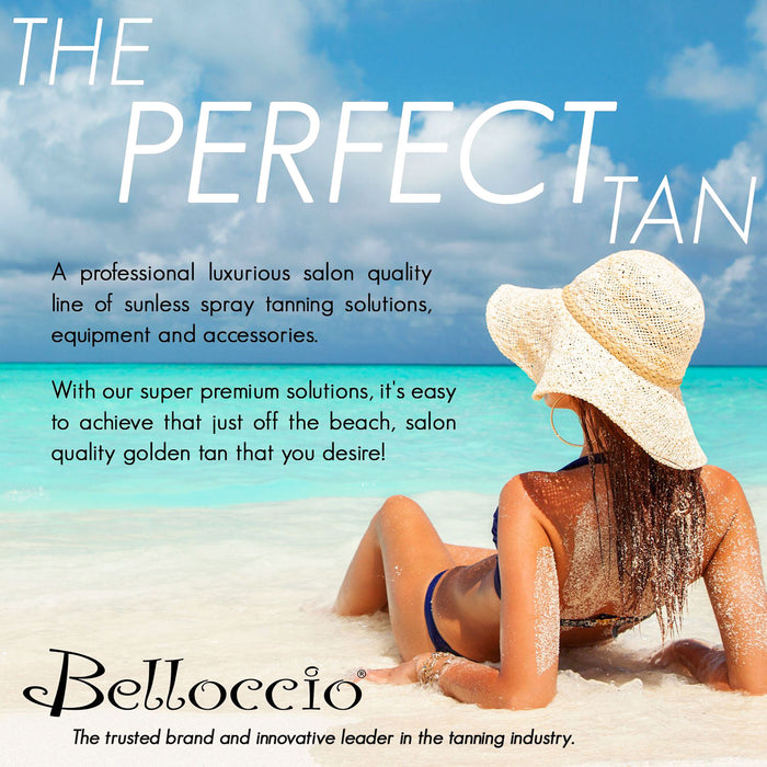 Belloccio Master T95 High Performance Sunless Turbine Spray Tanning System; 4 Solution Variety Pack with Opulence & 8, 10, 12% DHA Simple Tan