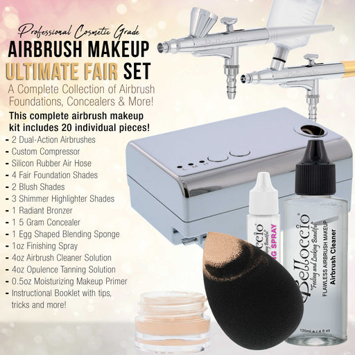 Belloccio Ultimate Airbrush Makeup & Spray Tanning System; Makeup & Tanning Airbrushes, Fair Shade Foundations, Blushes & Tanning Solution