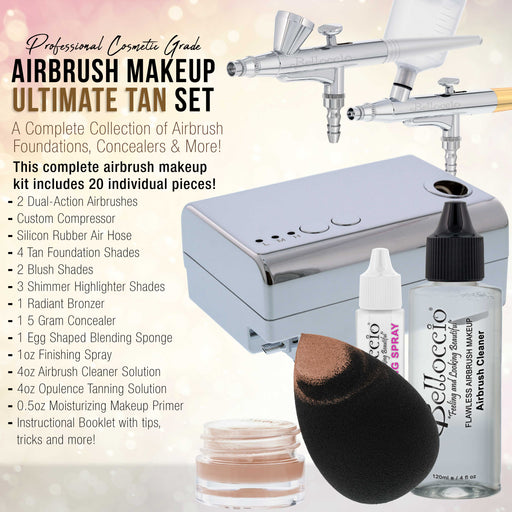 Belloccio Ultimate Airbrush Makeup & Spray Tanning System; Makeup & Tanning Airbrushes, Tan Shade Foundations, Blushes & Tanning Solution