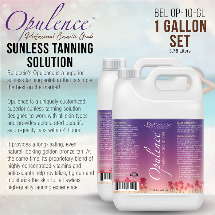 1 Gallon (2 Half Gallons) of "Opulence" by Belloccio; Ultra Premium Sunless DHA Tanning Solution