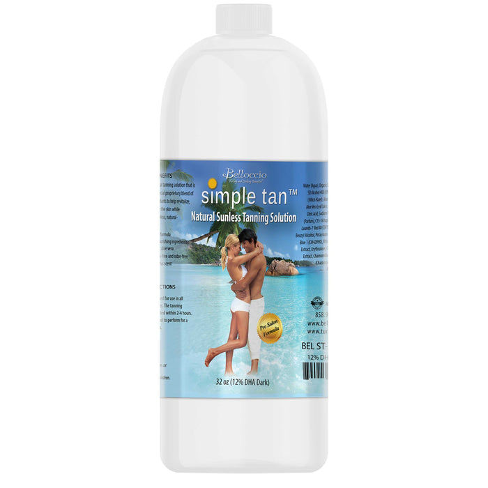 1 Quart of Belloccio Simple Tan Professional Salon Sunless Tanning Solution with 12% DHA and Dark Bronzer Color Guide