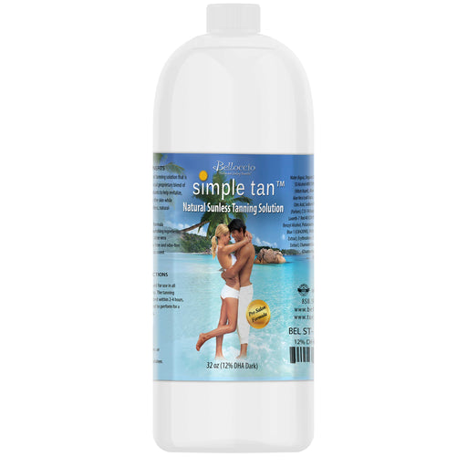 1 Quart of Belloccio Simple Tan Professional Salon Sunless Tanning Solution with 12% DHA and Dark Bronzer Color Guide