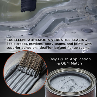 Brushable Seam Sealer, Quart Can with 30.4 Fluid Ounces, Seam Sealer for Automotive Joints & Body Repair, Paintable Gray