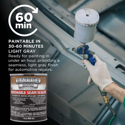 Brushable Seam Sealer, Quart Can with 30.4 Fluid Ounces, Seam Sealer for Automotive Joints & Body Repair, Paintable Gray
