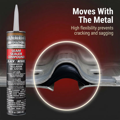 Automotive Seam Sealer, 10.1oz Tube, Black Polyurethane Sealant, Car & Panel Bond