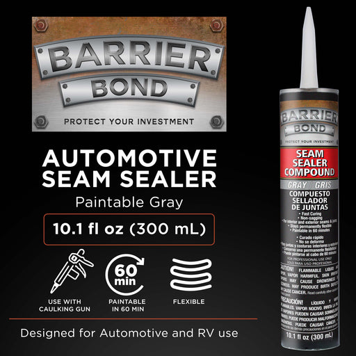 Automotive Seam Sealer, 10.1oz Tube, Gray Polyurethane Sealant, Car & Panel Bond