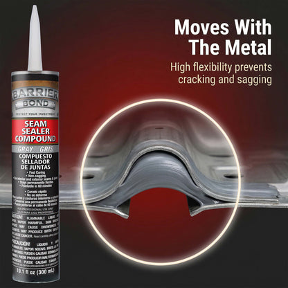 Automotive Seam Sealer, 10.1oz Tube, Gray Polyurethane Sealant, Car & Panel Bond