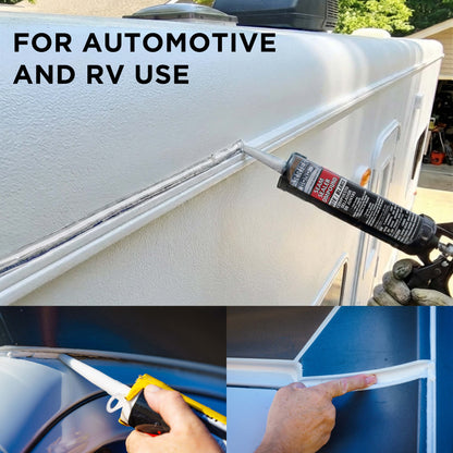 Automotive Seam Sealer, 10.1oz Tube, White Polyurethane Sealant, Car & Panel Bond