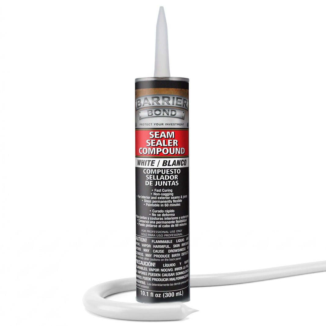 Automotive Seam Sealer, 10.1oz Tube, White Polyurethane Sealant, Car & Panel Bond