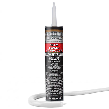 Automotive Seam Sealer, 10.1oz Tube, White Polyurethane Sealant, Car & Panel Bond