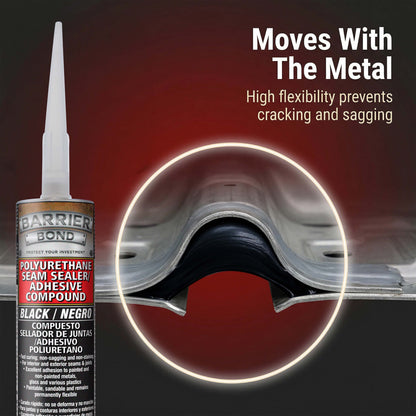 Seam Sealant/Adhesive, 10.5oz Cartridge, Black Polyurethane Seam Sealer, Automotive RV Sealant