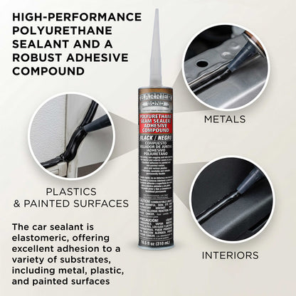 Seam Sealant/Adhesive, 10.5oz Cartridge, Black Polyurethane Seam Sealer, Automotive RV Sealant