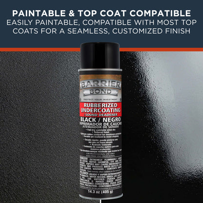 Rubberized Undercoating Sound Deadener, 14.3oz Black Spray, Undercoating for Vehicles, 6-Pack