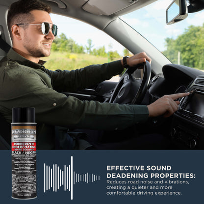 Rubberized Undercoating Sound Deadener, 14.3oz Black Spray, Undercoating for Vehicles, 6-Pack
