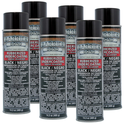 Black Rubberized Undercoating Sound Deadener - 14.3 fl. Ounce Spray Can (Pack of 6)