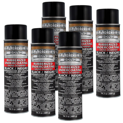 Rubberized Undercoating Sound Deadener, 14.3oz Black Spray, Undercoating for Vehicles, 6-Pack