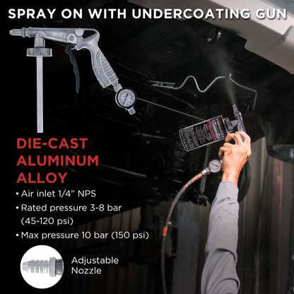 Rubberized Undercoating Sound Deadener Kit, 28oz 4-Pack, Black Spray, Vehicle Undercoating, with Spray Gun