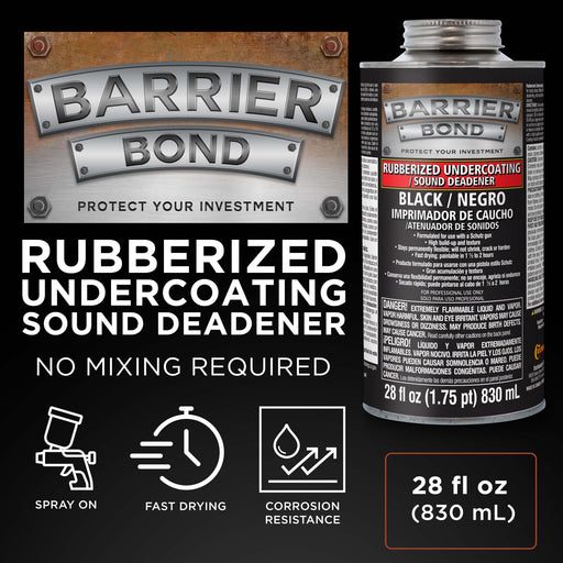 Rubberized Undercoating Sound Deadener, 28oz Can, Black, Spray-On Undercoating for Vehicles