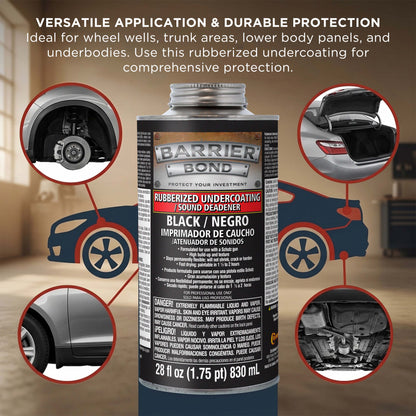 Rubberized Undercoating Sound Deadener, 28oz Can, Black, Spray-On Undercoating for Vehicles