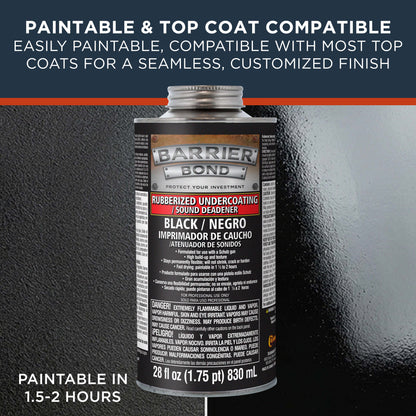 Rubberized Undercoating Sound Deadener, 28oz Can, Black, Spray-On Undercoating for Vehicles