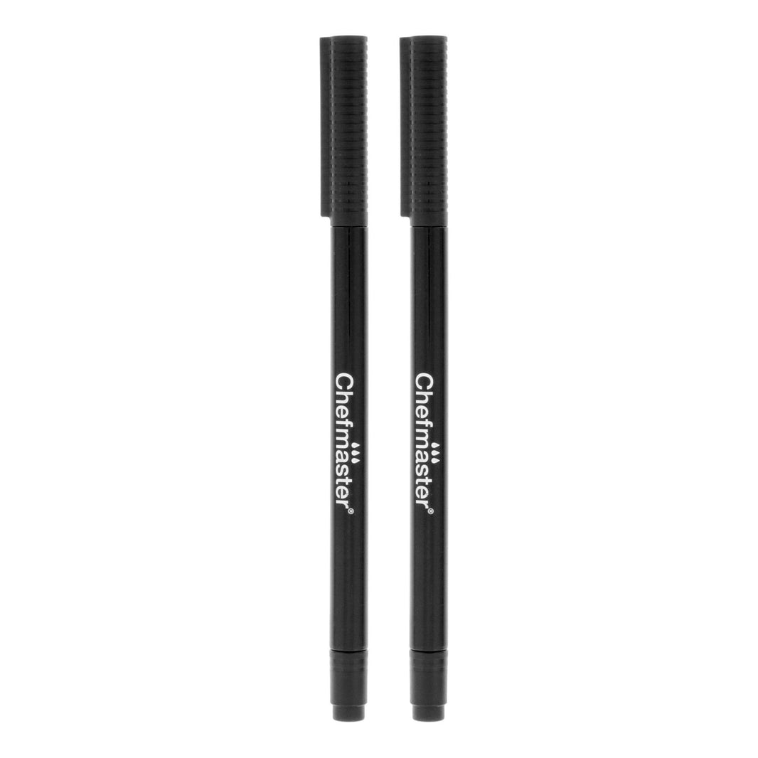 2 Black Chefmaster Edible Food Coloring Decorating Marker Pens - Dual Tips, Thick & Fine - Decorate Cakes, Cookies - Write on Fondant Icing Gum Paste