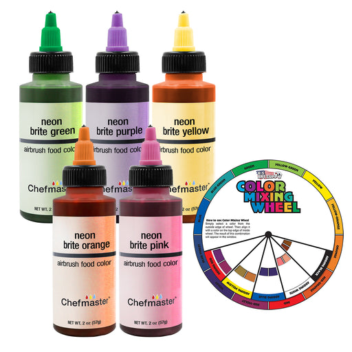 U.S. Cake Supply by Chefmaster 5 Color Neon 2-Ounce Cake Color Kit