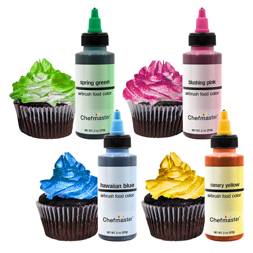 Chefmaster Airbrush Food Coloring Set - 12 of the Most Popular Colors in 2 fl. oz. Bottles