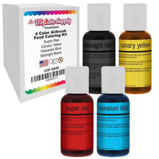 Chefmaster 4-Color 20ml Airbrush Cake Color Set