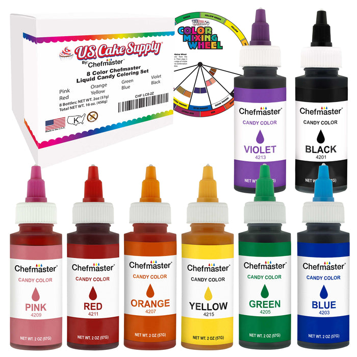 Chefmaster 2-Ounce Liquid Candy Color 8 Color Kit