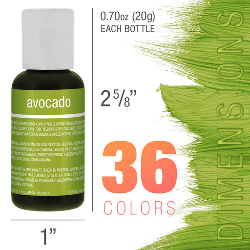 36 Color Cake Food Coloring Liqua-Gel Decorating Baking Master Set of All 36 Colors - 0.75 fl. oz. (20ml) Bottles - Made in the U.S.A.